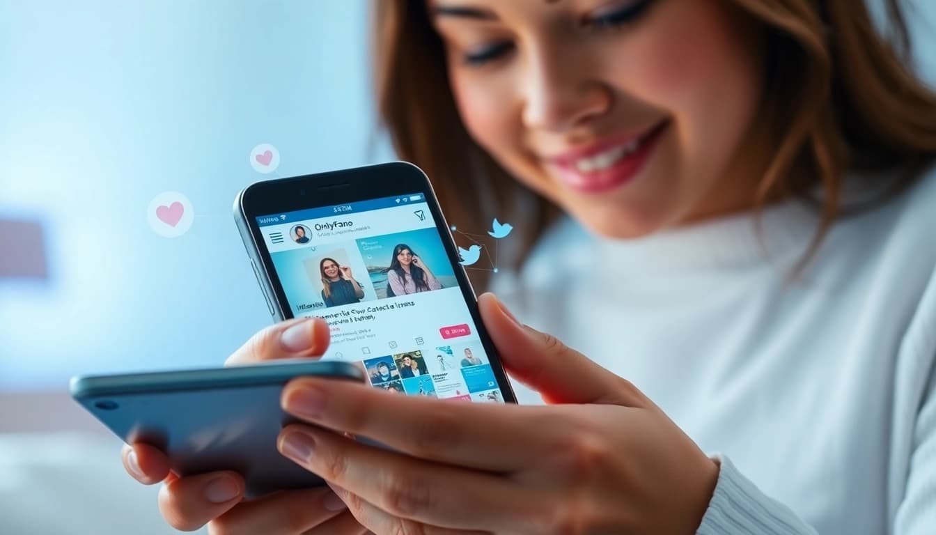 How to find OnlyFans page from social media using a smartphone in a friendly digital setting.
