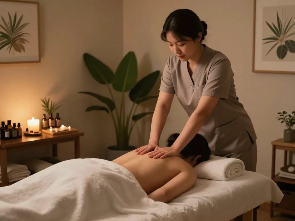 평화로운 스파 환경에서 삼산동마사지 제공하는 전문 치료사