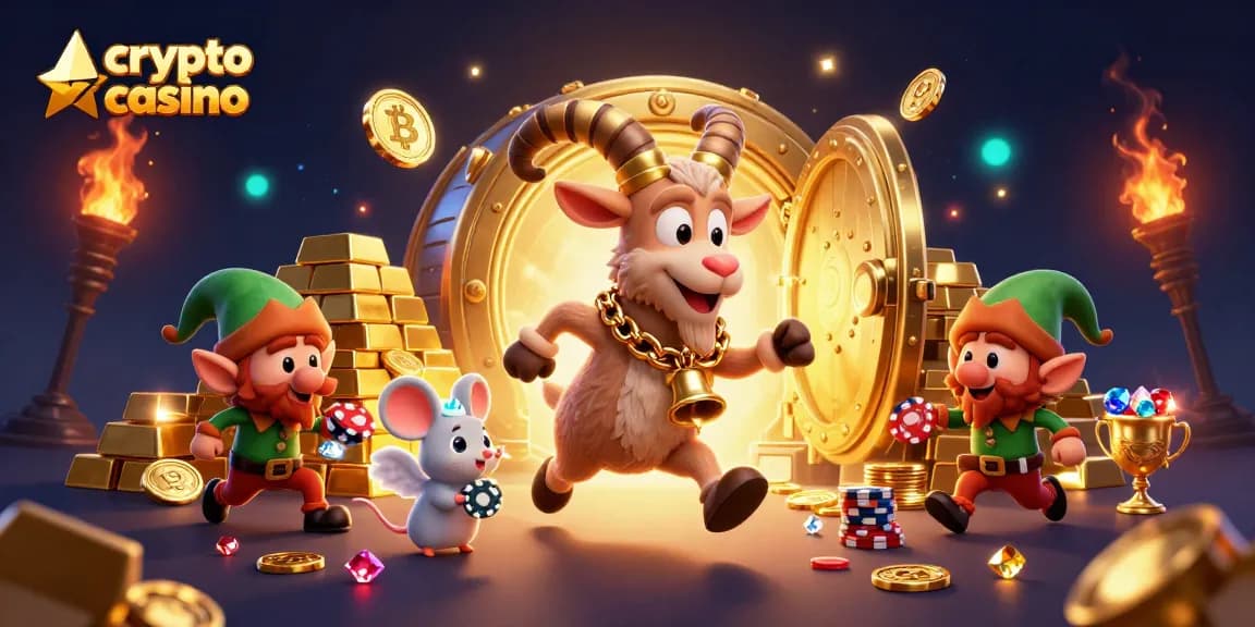 Casino crypto : illustrations d'un Krampus festif, un ange et des lutins défiant l'ordre !