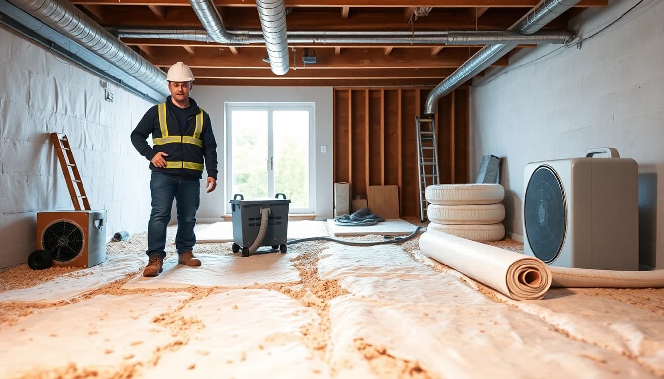 Crawl Space Restoration showing professionals enhancing a residential space with modern restoration techniques.