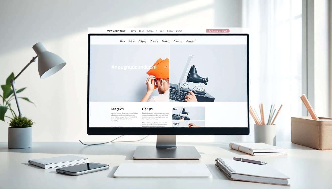 Highlighting tips and information from https://nugevonden.nl in a sleek digital workspace
