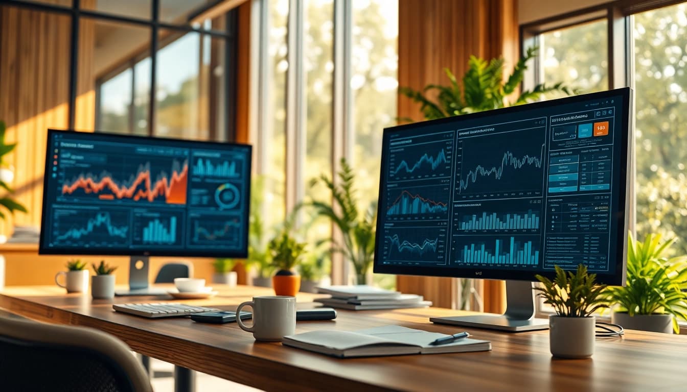 Showcasing various AI tools in a sleek workspace for efficient productivity.