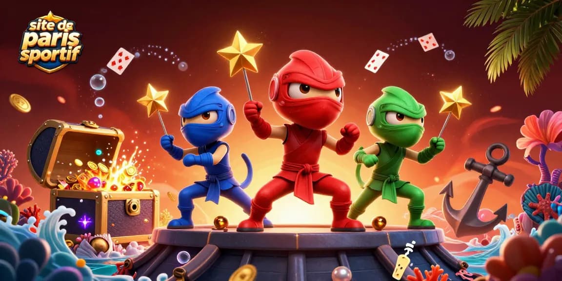Les ninjas caméléons dansent sur un site de paris sportifs rempli de trésors.