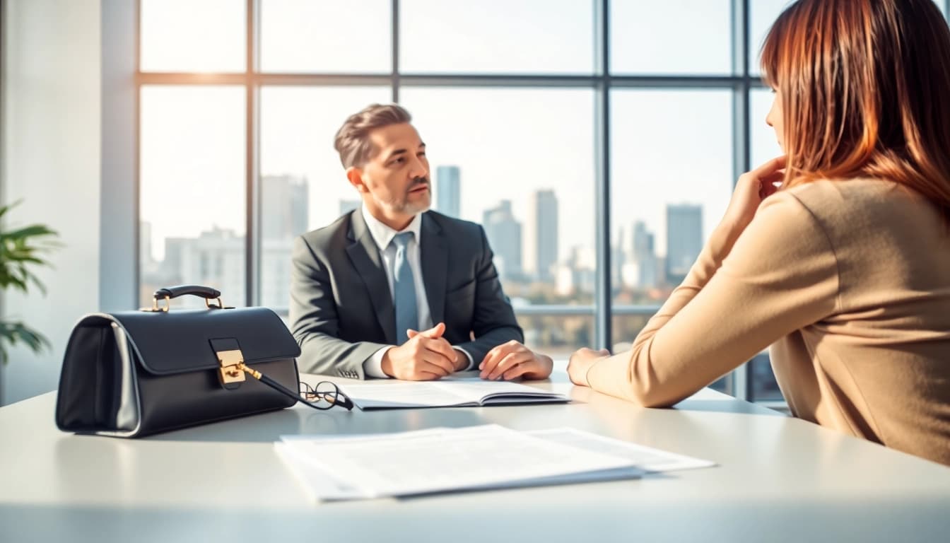 Engaging Alexandria Personal Injury Lawyer consulting with a client in a modern office setting.