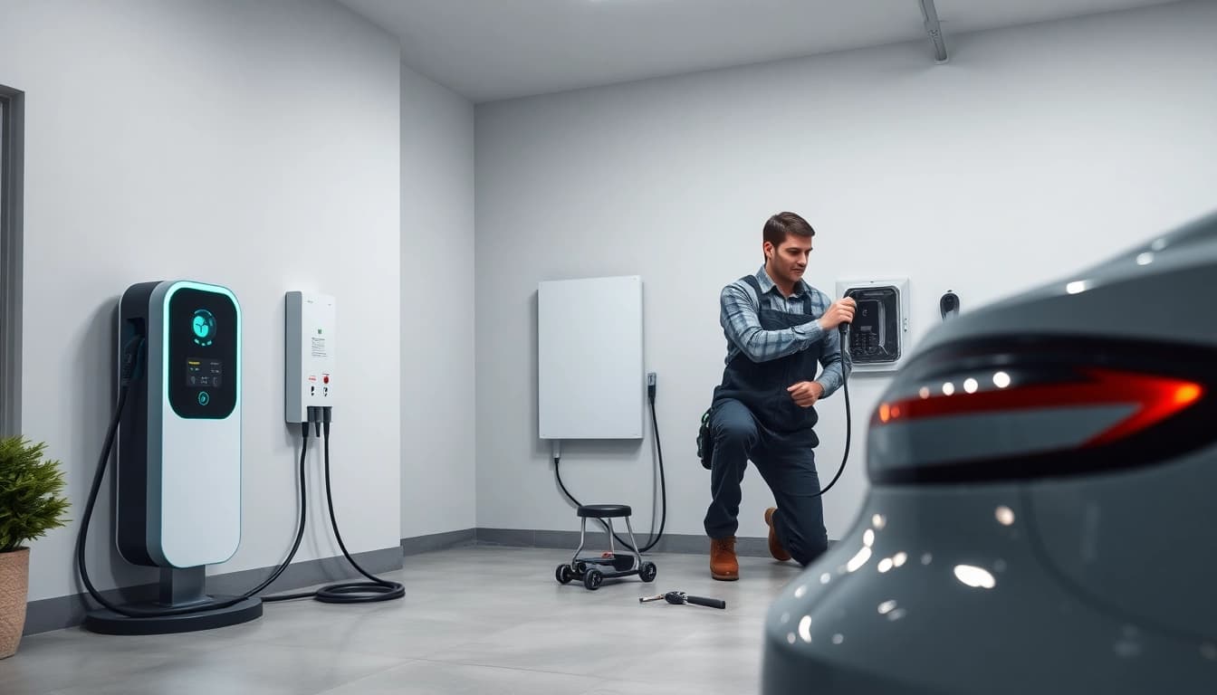 EV charger installation estimate in a home garage by a certified electrician.