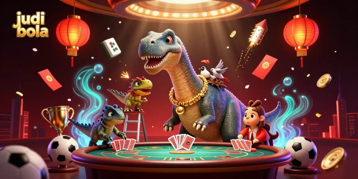 Experience judi bola excitement with a 3D dinosaur-themed sports betting scene.
