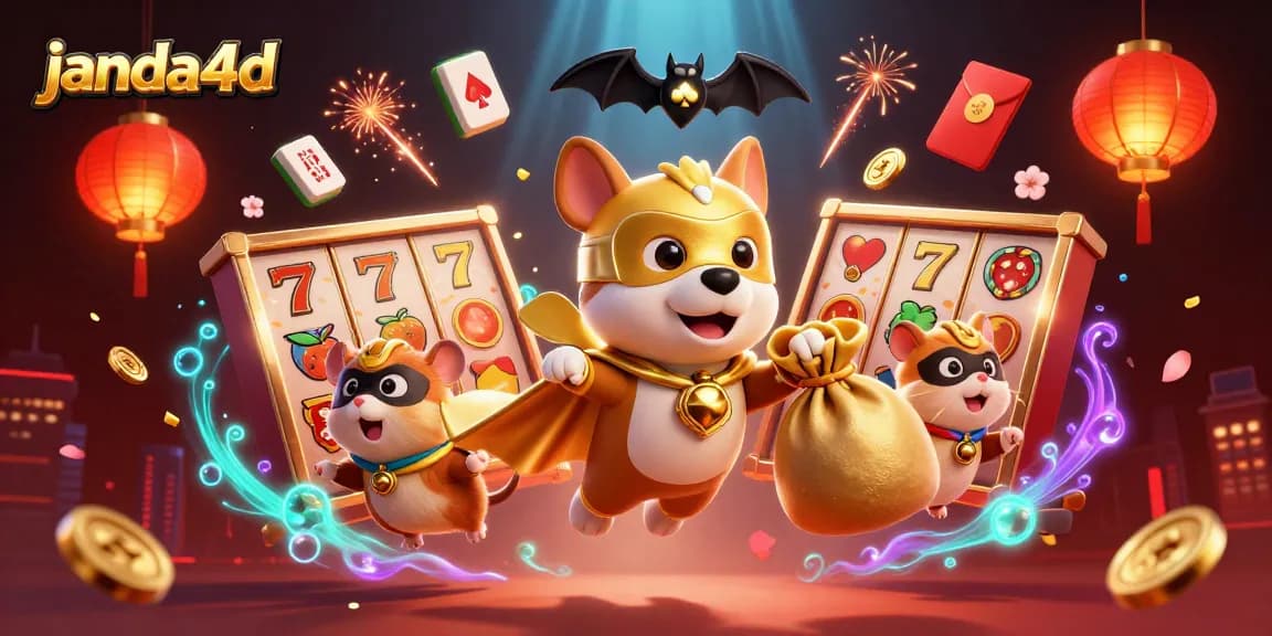 Janda4D menawarkan pengalaman bermain dengan simbol slot yang berkilau dan keseruan permainan dalam sebuah ilustrasi aksi.