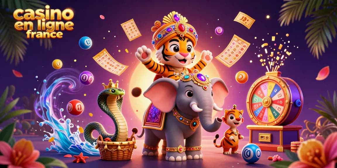 Faites tourner la chance au casino en ligne France avec des personnages animés et des éléments de jeu colorés.