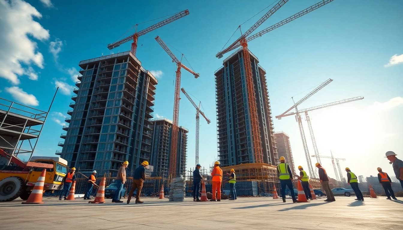Visual representation of a New Jersey Commercial General Contractor overseeing a construction site operation.