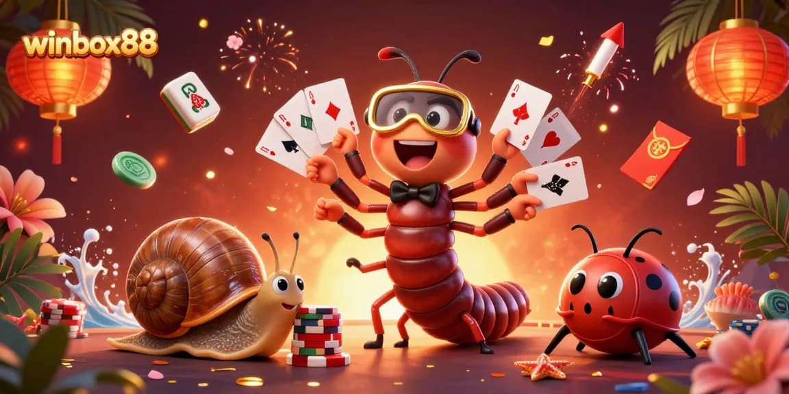 Experience thrilling action at winbox88 with a lively 3D casino scene featuring unique characters and vibrant game elements.