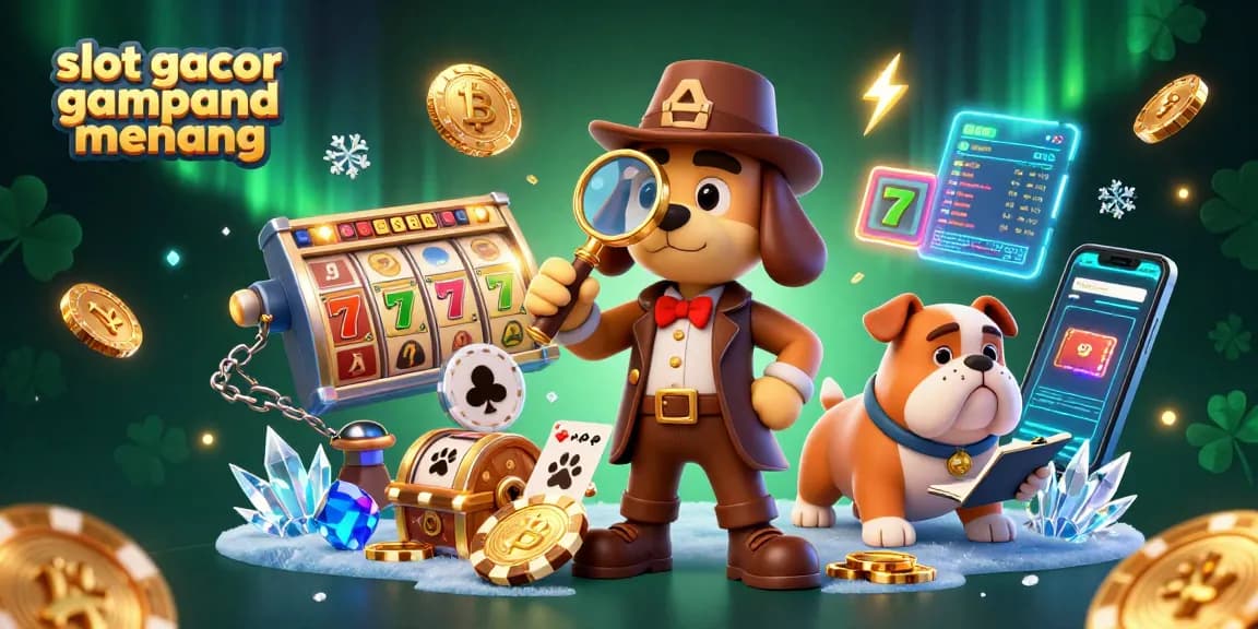 Engage with slot gacor gampang menang through a detective scene revealing jackpot treasures.