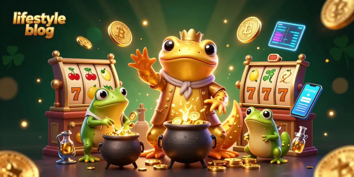 Lifestyle blog showcasing a 3D casino scene with gold coins, slot reels, and sparkling characters.