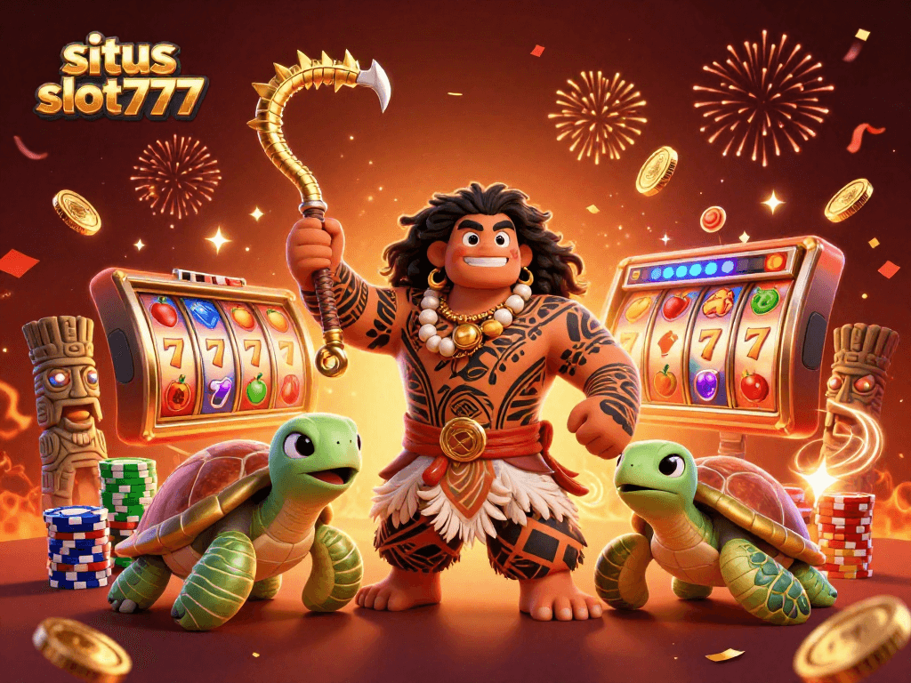 Engage with situs slot777 as the colorful jackpot spins, showcasing thrilling slot action in a vibrant casino.