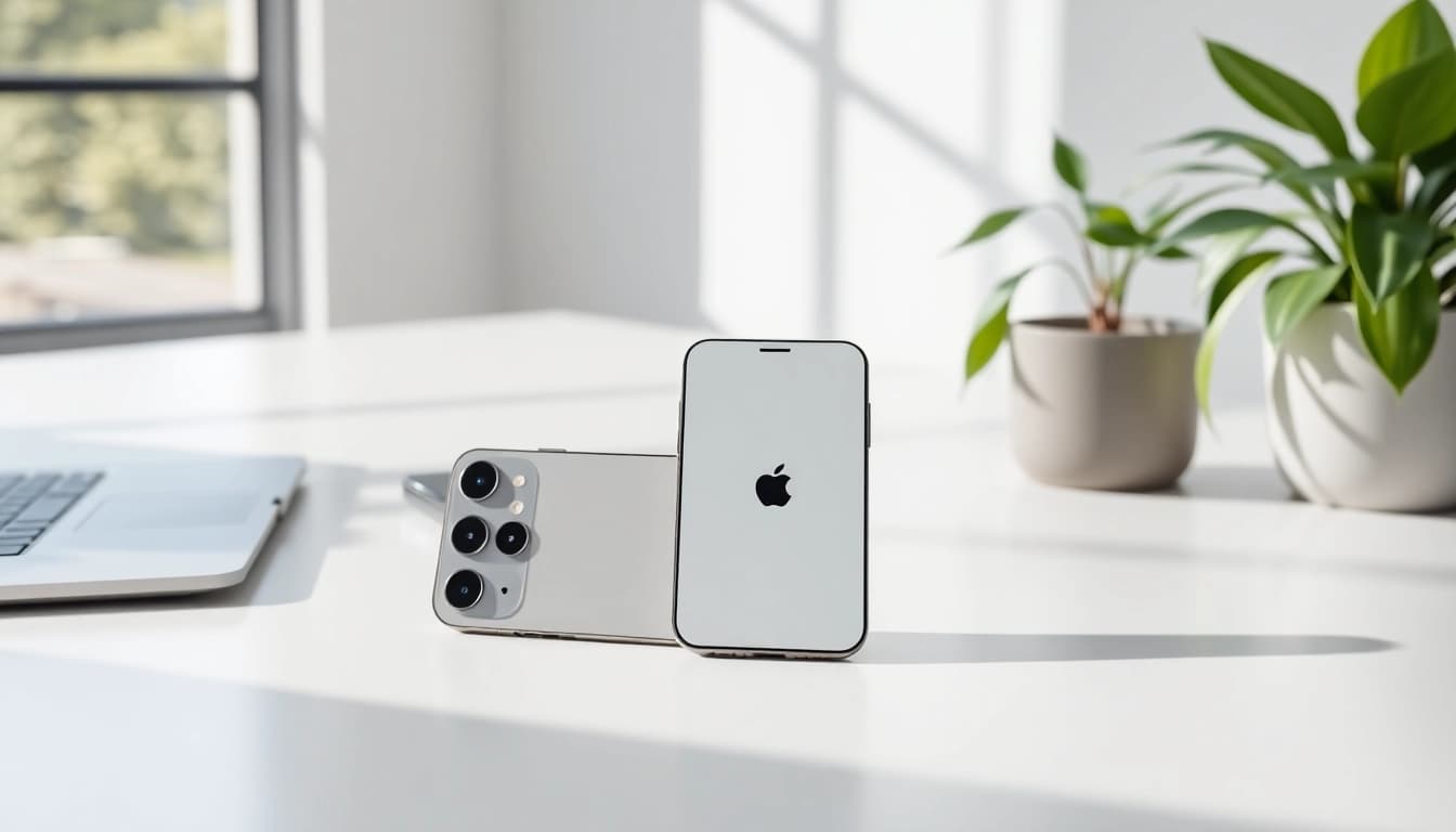 Interactúa con el iPhone 15 Plus en un entorno moderno y minimalista.