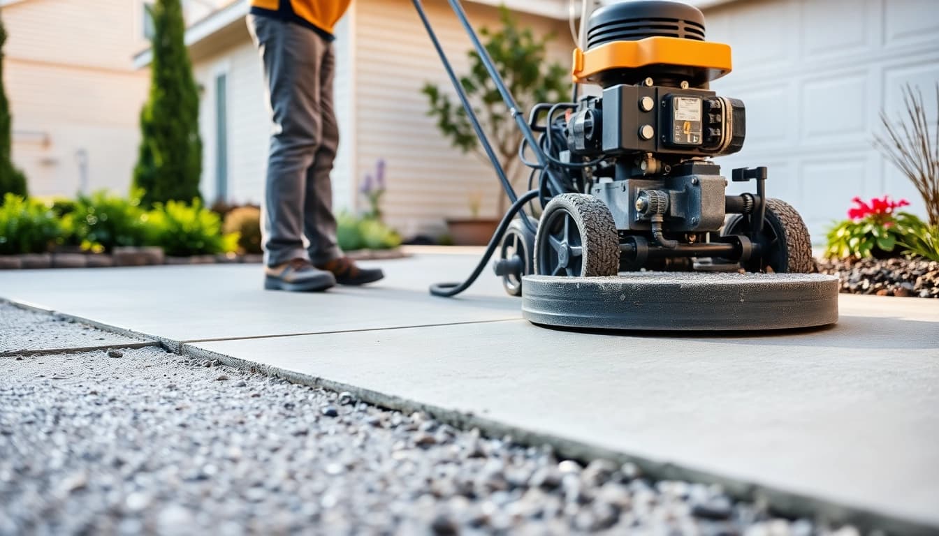 Concrete Leveling in Roseburg performed by a professional on a driveway, ensuring precision and quality.