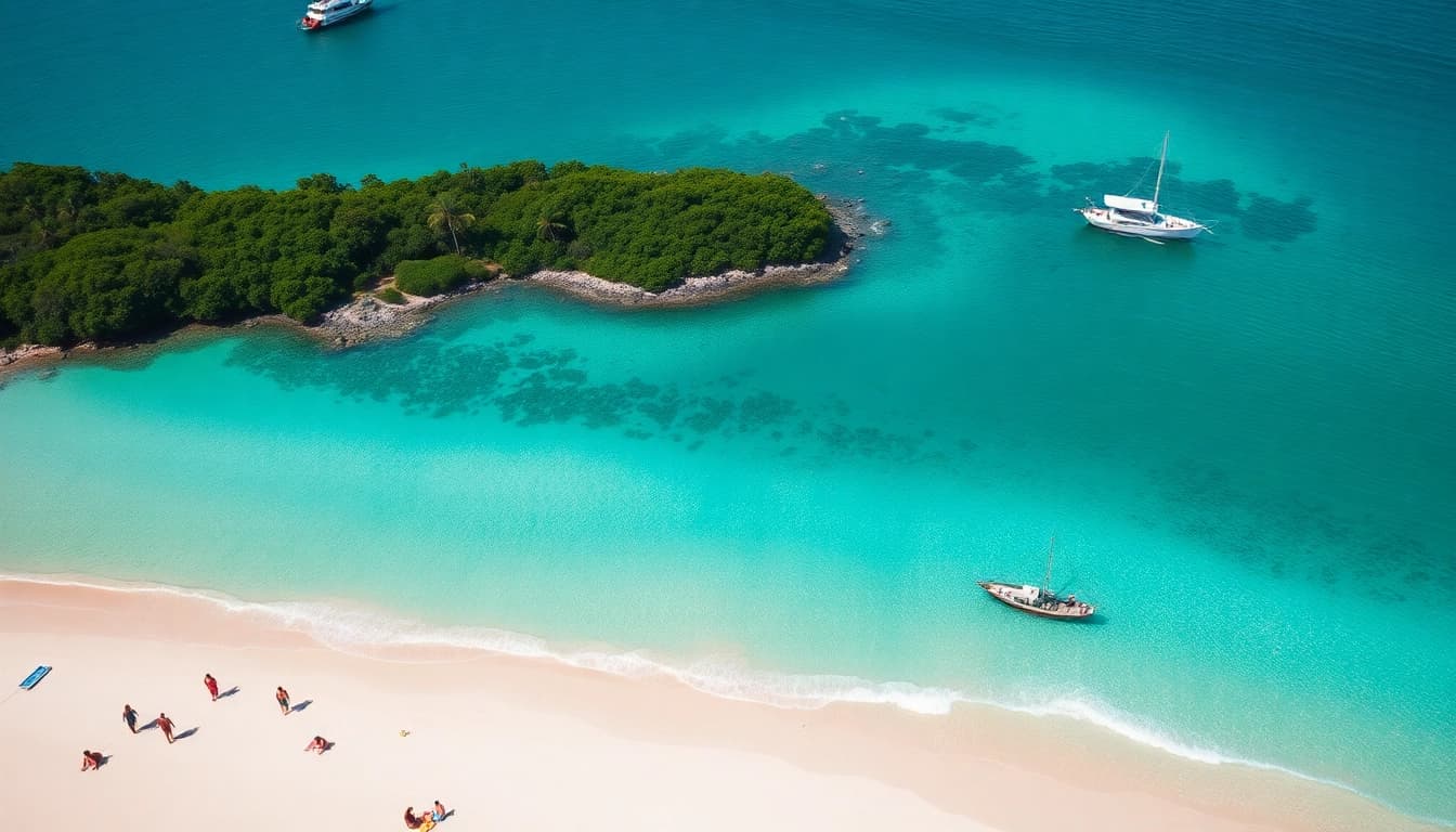 Linda vista aérea da praia de Paripueira, com águas claras e areias douradas.