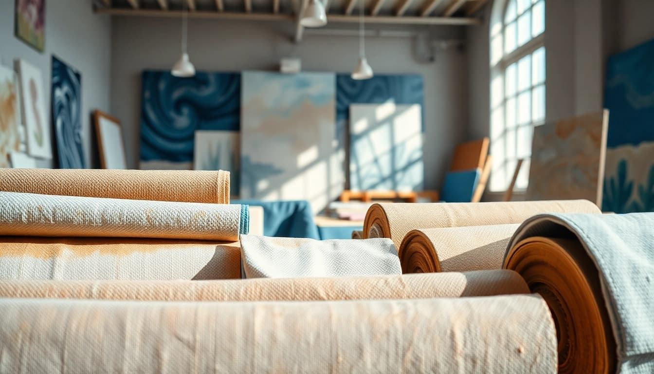 Verken diverse canvas stoffen met rijke texturen en kleuren in onze collectie.