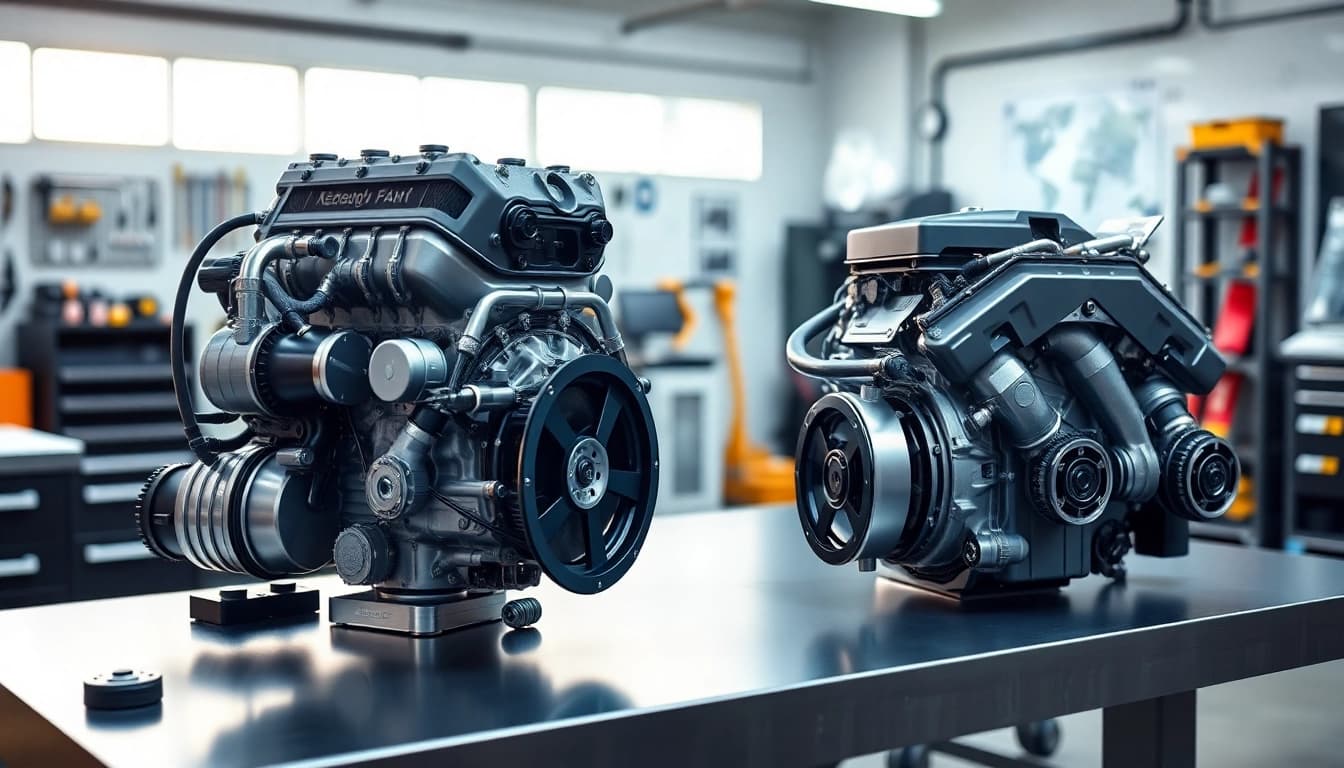 Inspect detailed Approved Engines components on a modern workbench with bright lighting.