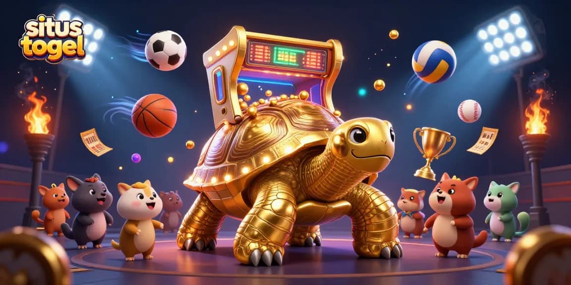 Experience situs togel excitement with a golden tortoise pinball and lively betting ambiance.