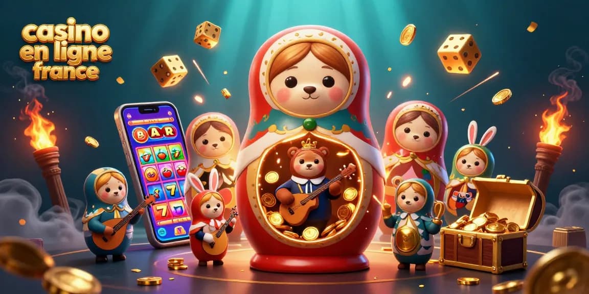 Profitez de l'animation captivante de casino en ligne france avec des ours joueurs de casino et des machines à sous