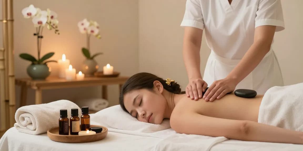 인천출장안마와 관련된 럭셔리한 마사지 치료 장면, 편안함과 휴식을 주는 스파 서비스.