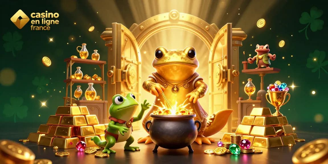 Visualisez le monde magique du casino en ligne France, où un alchimiste transforme les métaux en pièces d'or et des joyaux.
