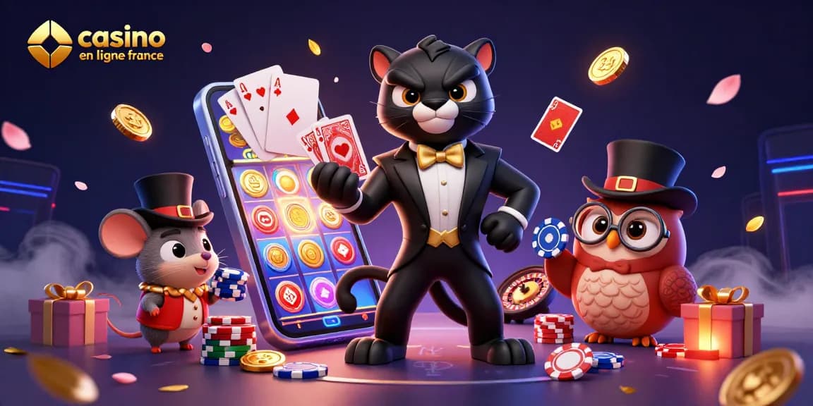 Machine à sous dynamique et jeux avec des personnages de casino en ligne en France.
