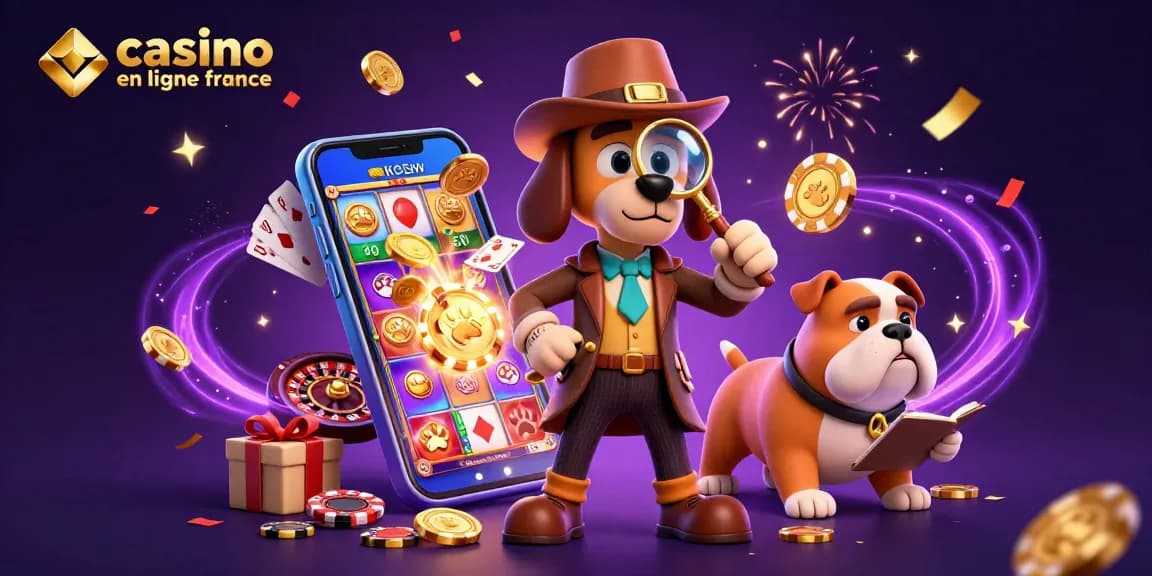 Les personnages de casino en ligne France enquêtent avec des indices de poker et des jeux colorés.
