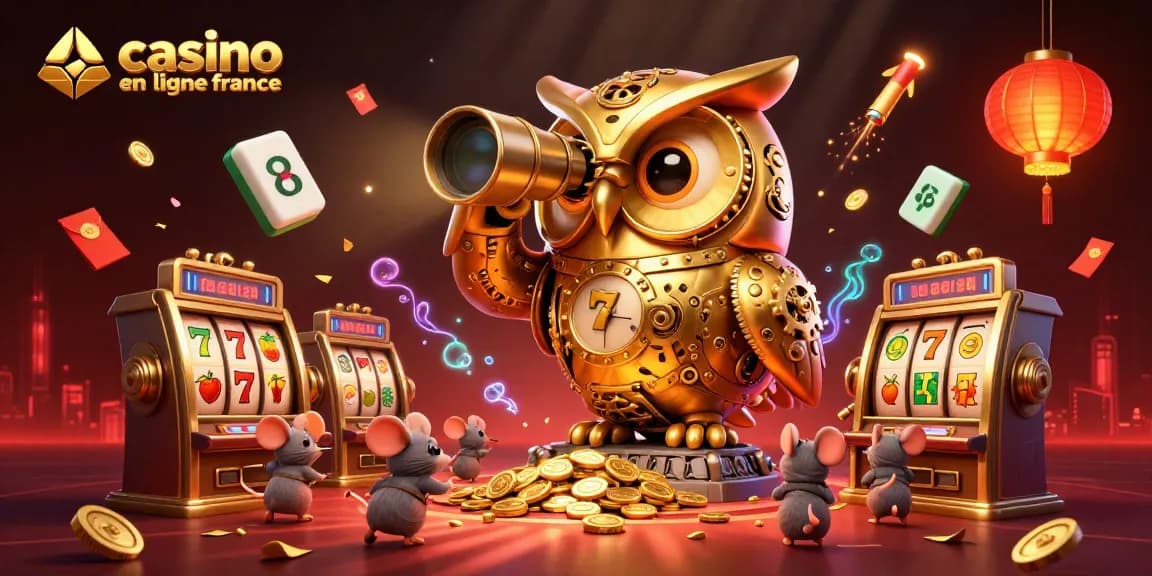 Illustration animée captivante de casino en ligne France avec des éléments de jeux et une ambiance festive.