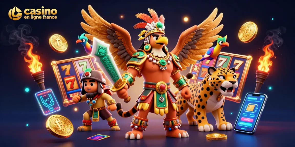 Jouer à un casino en ligne en France avec un guerrier aztèque et des éléments de jackpot mondiaux
