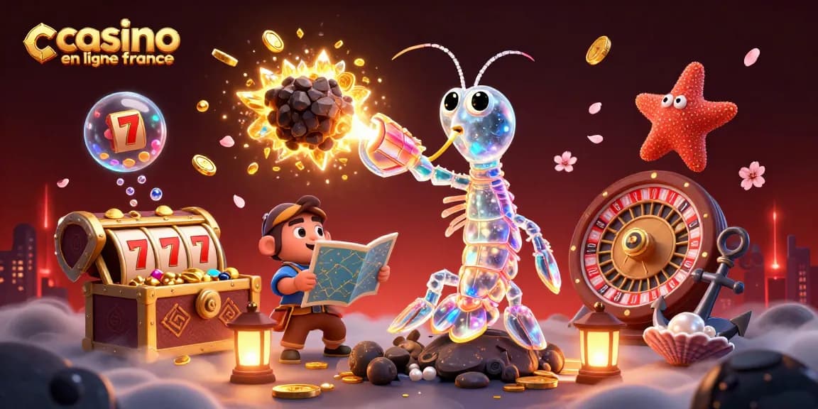 Explorez l'univers du casino en ligne France avec un samouraï mantis extravagant et des éléments de jeu interactifs.