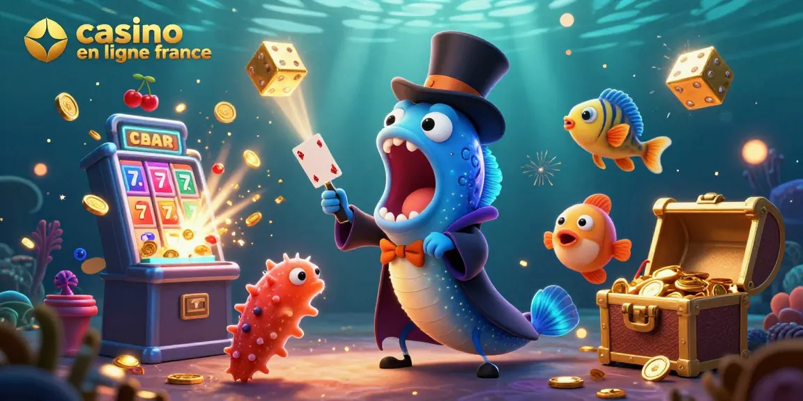 Magie au casino en ligne France avec un poisson-lanterne et une anguille effectuant des tours de magie