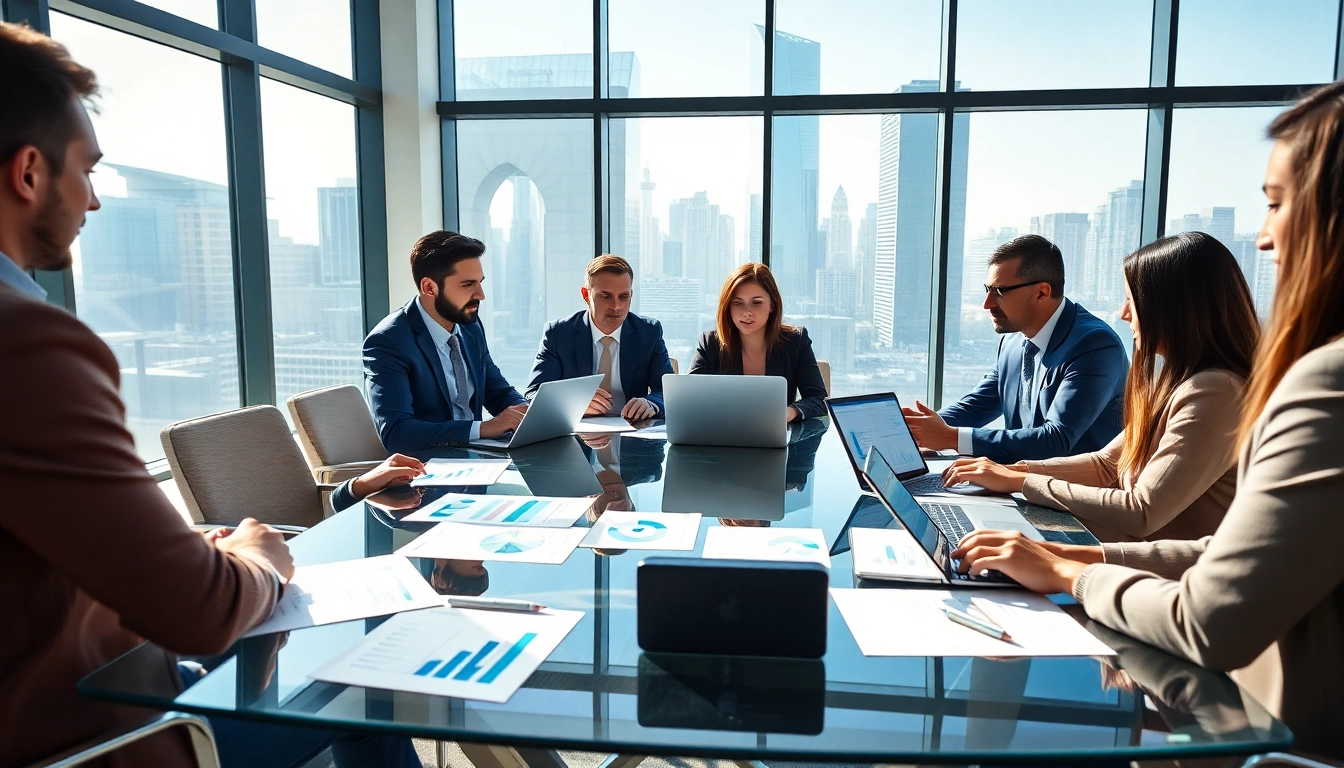 Team strategizing AI for competitive intelligence in a modern meeting