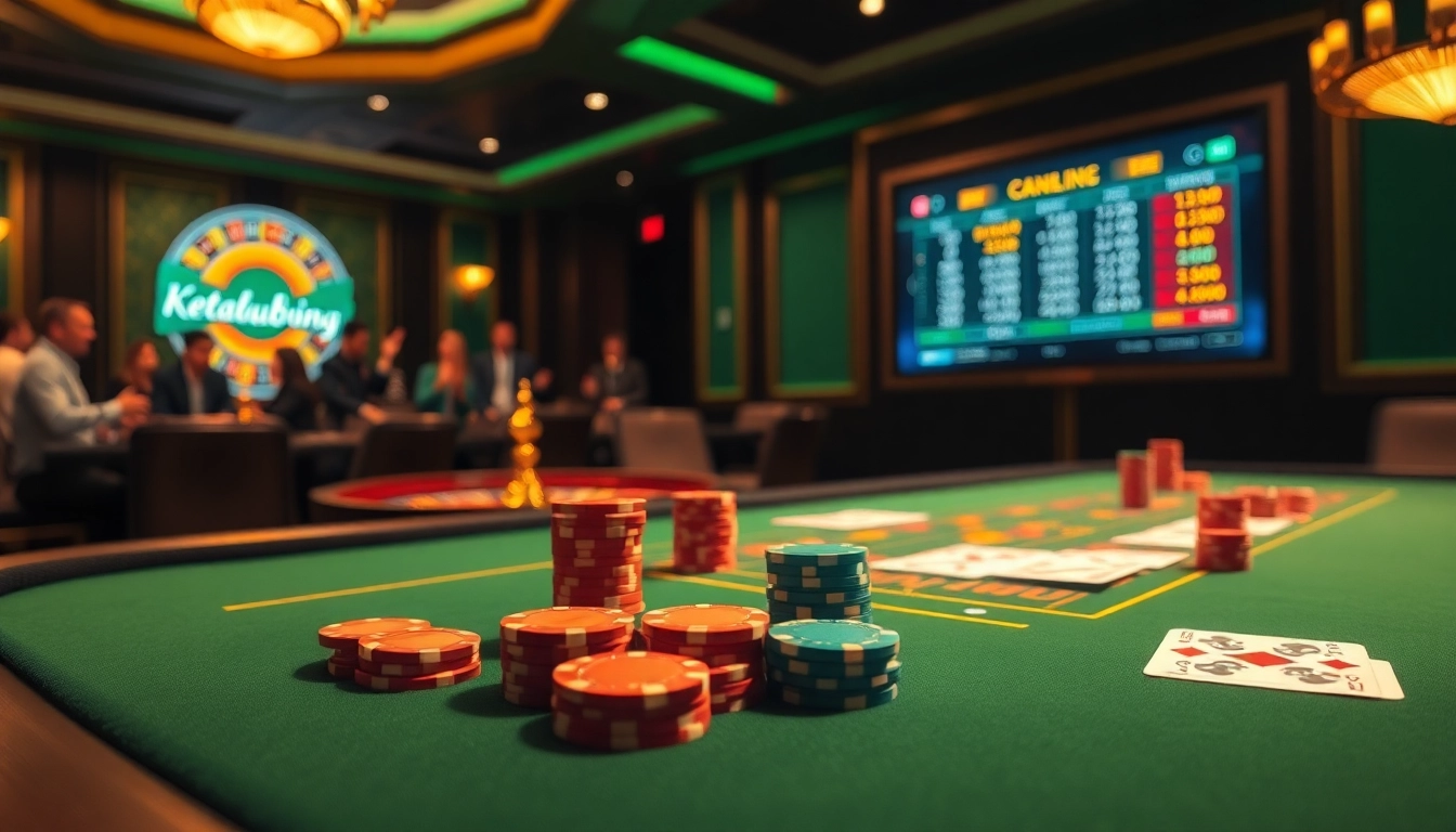 Exciting gameplay at ketquabongda.eu.com with poker chips and cards on a luxurious casino table.