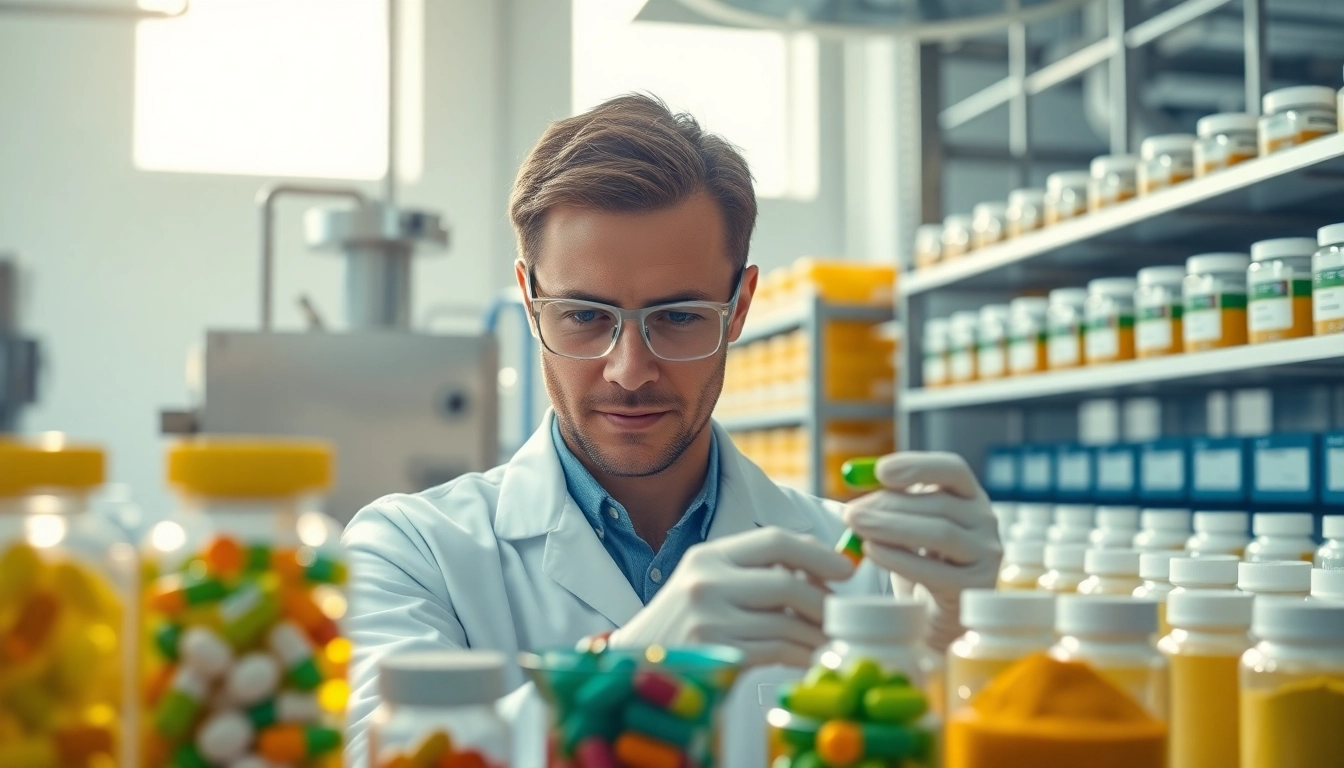Showcase of a white label vitamin manufacturer UK illustrating a clean facility and vibrant products.