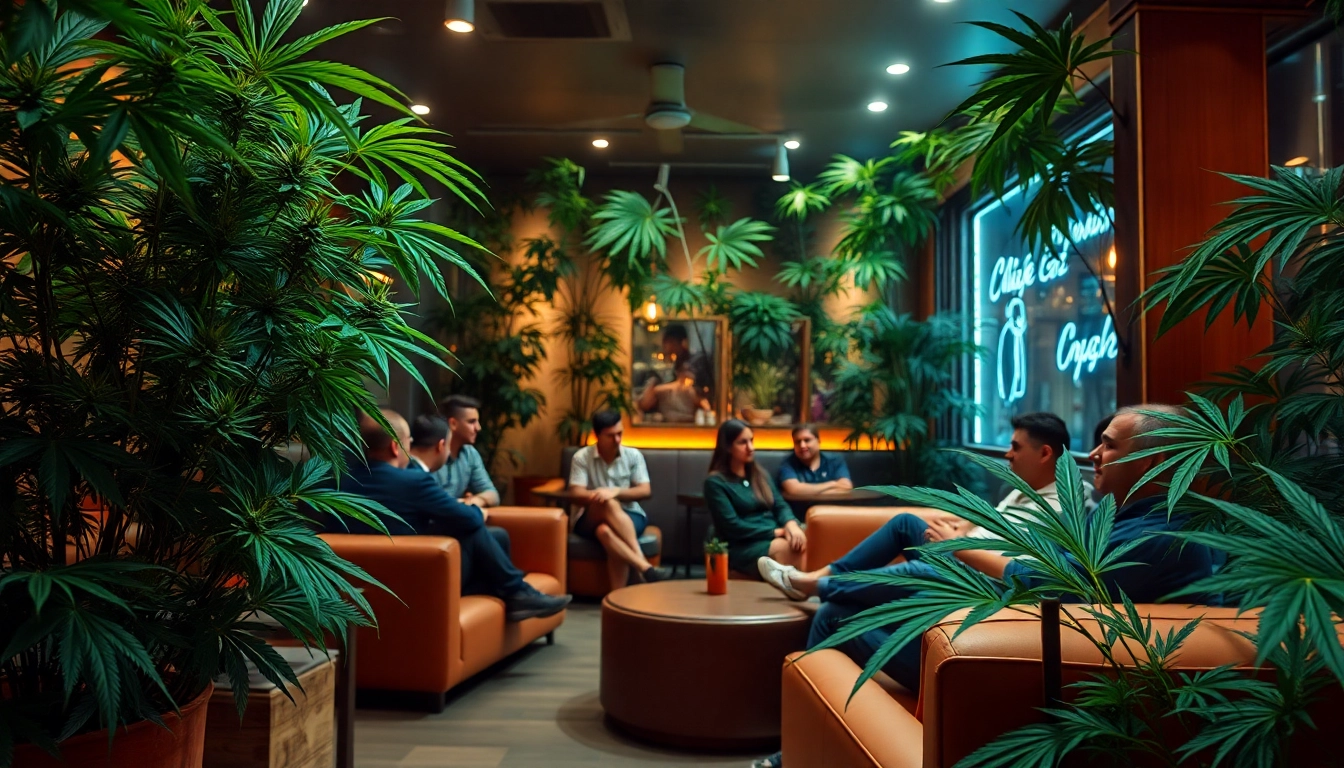 A relaxed atmosphere at Mr Joint weed Club Madrid, showcasing patrons enjoying the social lounge space.