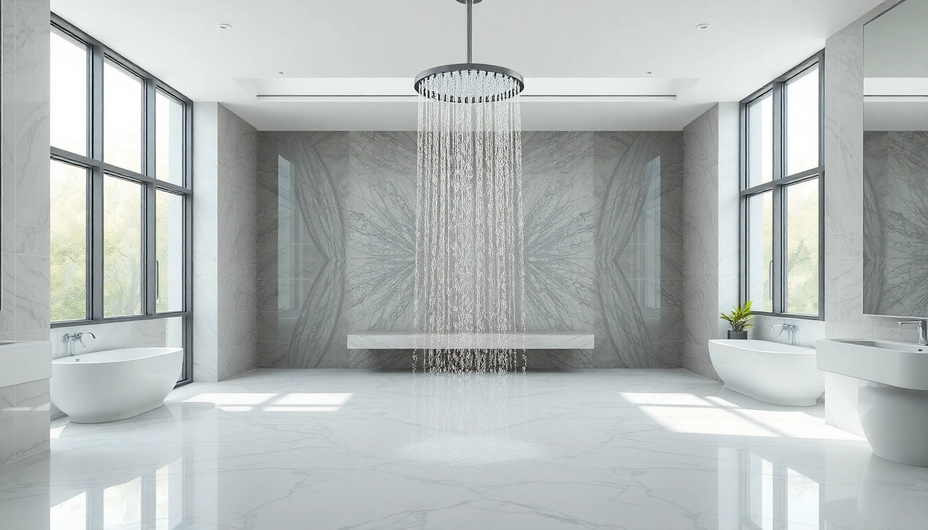 Experience elegant showers with a stunning rain shower head in a luxury bathroom ambiance.
