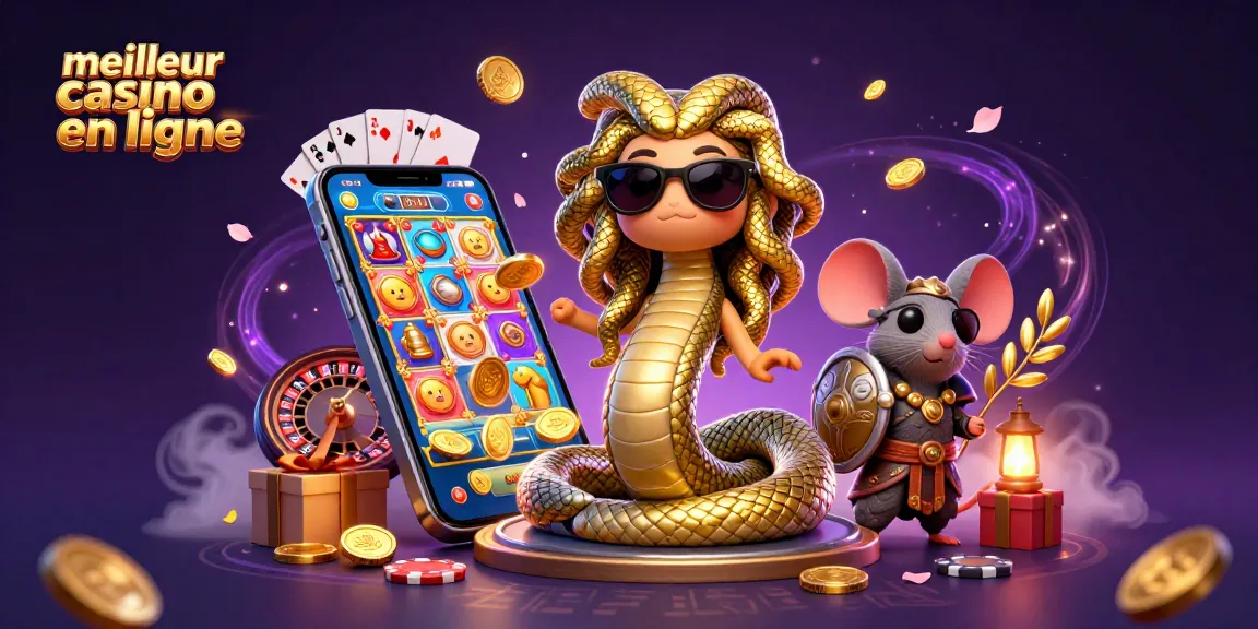 Découvrez le meilleur casino en ligne avec une illustration de jeux captivants et personnages uniques.