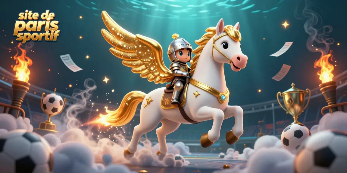 Pariez sur le site de paris sportif avec une scène animée de chevaux et de trophées.