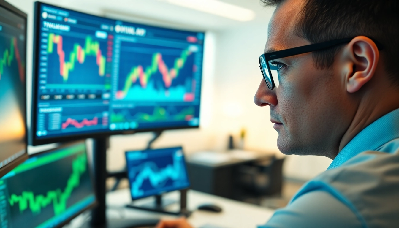 Analyze current trends in quant trading crypto news with a financial analyst in a modern office setting.