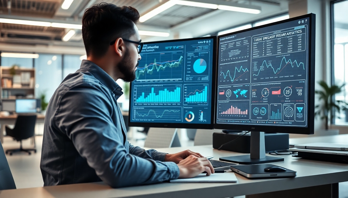 Data analyst visualizing AI demand forecasting analytics on a large screen.