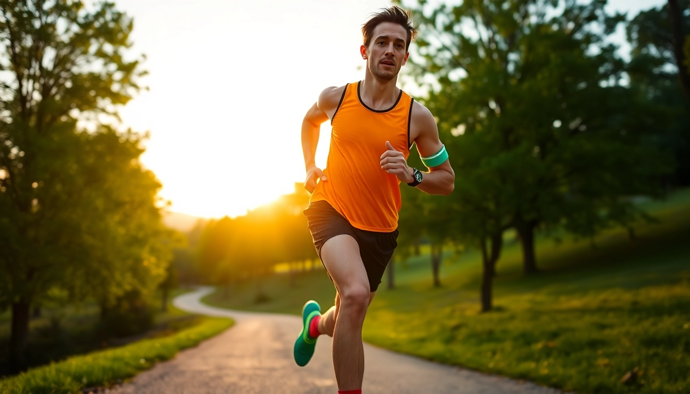 Runner showcasing top running accessories, including reflective gear and technical socks, in nature.
