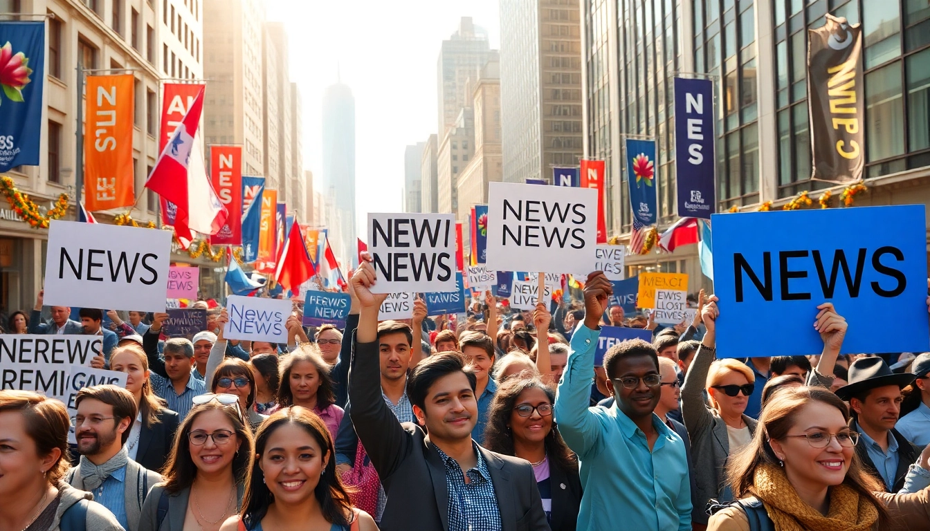 Engaging crowd scene from https://news-parade.com.ua showcasing a lively news parade.