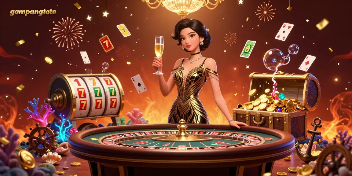 Experience the excitement of gampangtoto with vibrant casino elements and a glamorous theme.