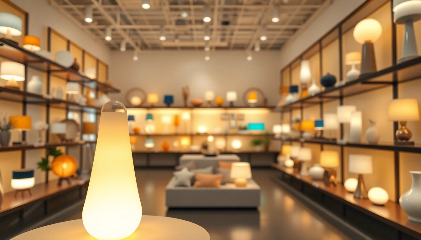 Explore stunning ELC Lamps Online showcasing diverse styles in a vibrant showroom setting.