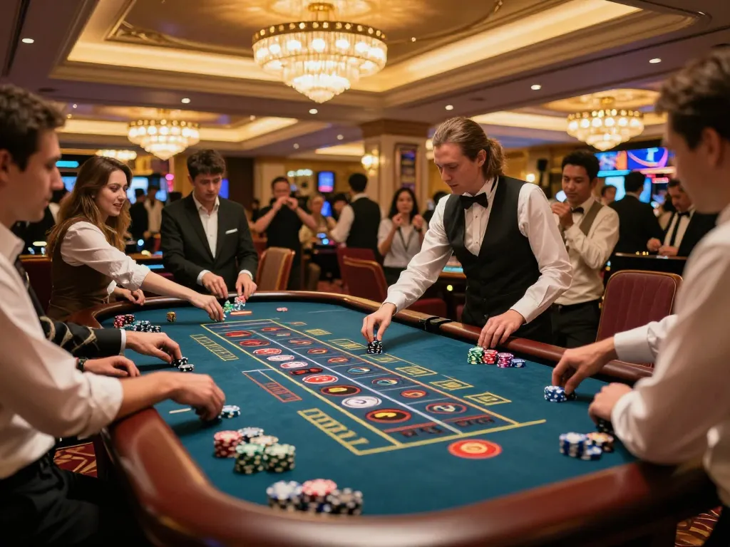 Thrilling gameplay at Trang chủ 79king casino with players at roulette table.