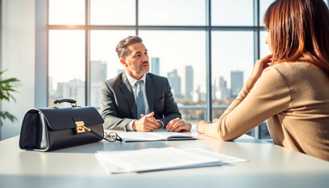Engaging Alexandria Personal Injury Lawyer consulting with a client in a modern office setting.