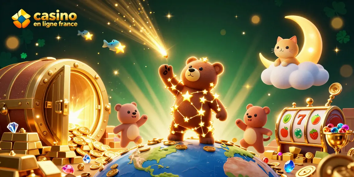 Retirez des gains avec casino en ligne France illustré par un ours constellation captivant.