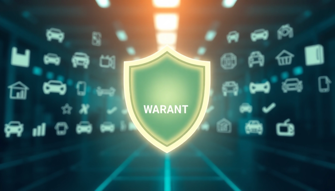 Highlighting extended warranty solutions through a professional shield symbol and protective icons.