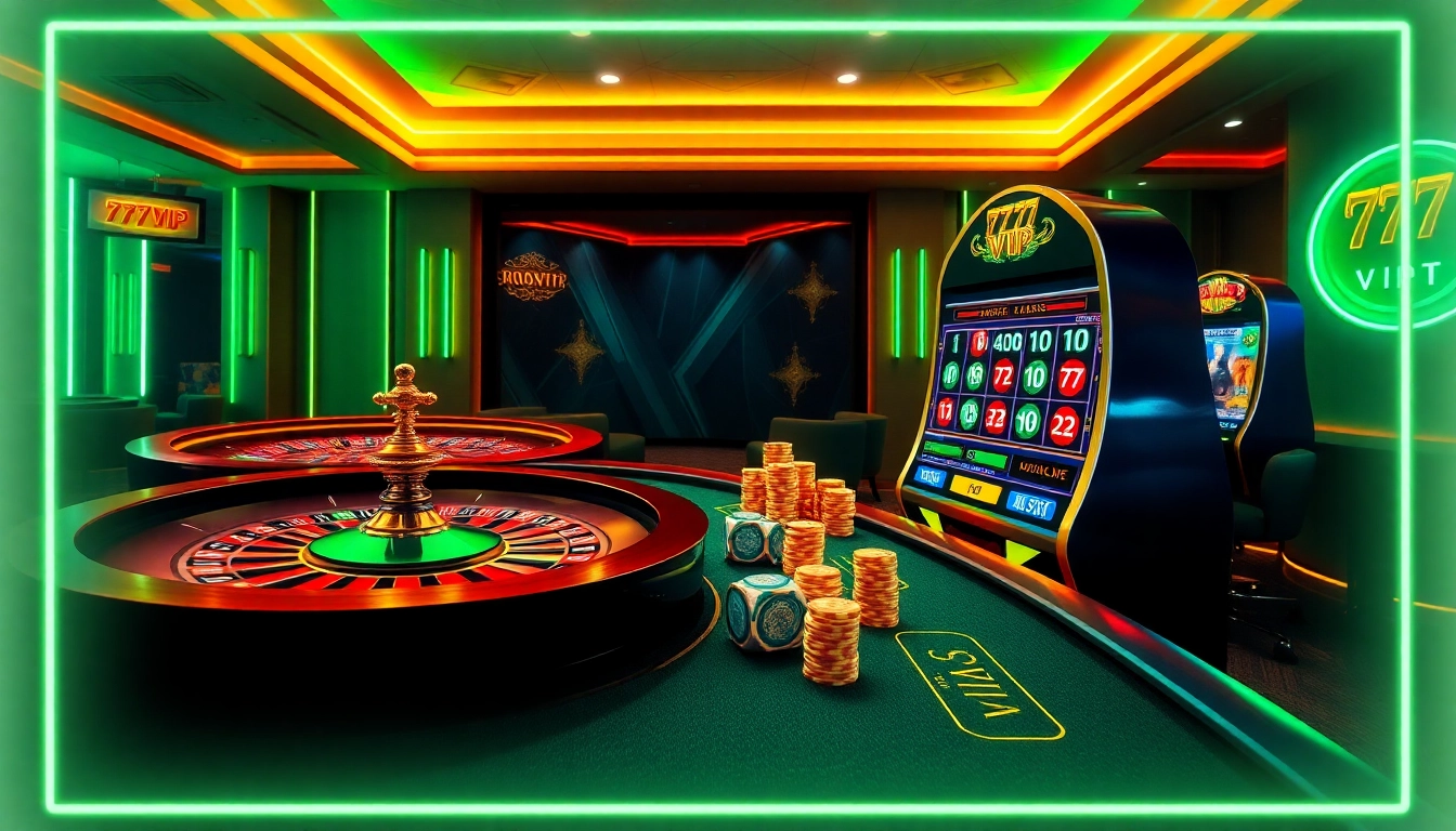 Experience the thrill of winning at 777VIP with luxurious gaming tables and exciting slot machines.